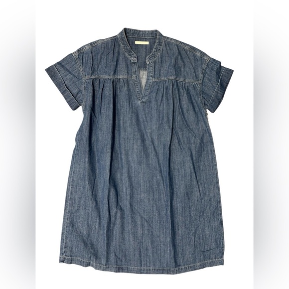 Mother The Gatherer Popover Mini Dress Chambray Denim Simple Things Wash S NWT - Picture 4 of 10